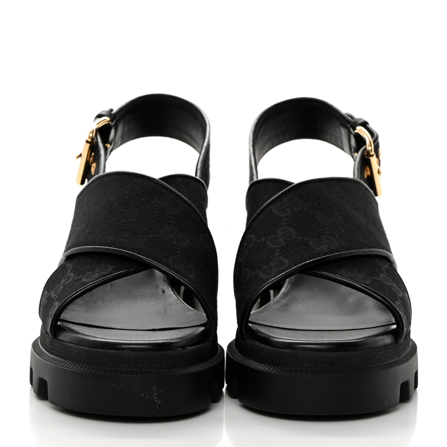 Gucci Monogram Granada Kid Trip 40/72mm Lug Sole Sandals 37.5 Black 2 of 9