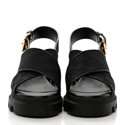 Gucci Monogram Granada Kid Trip 40/72mm Lug Sole Sandals 37.5 Black 2 of 9
