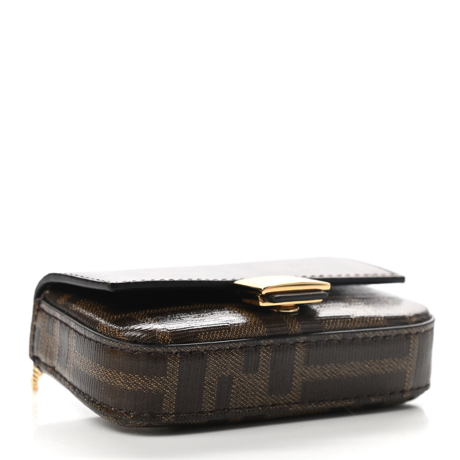 Fendi Glazed Fabric FF 1974 Nano Baguette Charm Mogano Panna 4 of 8