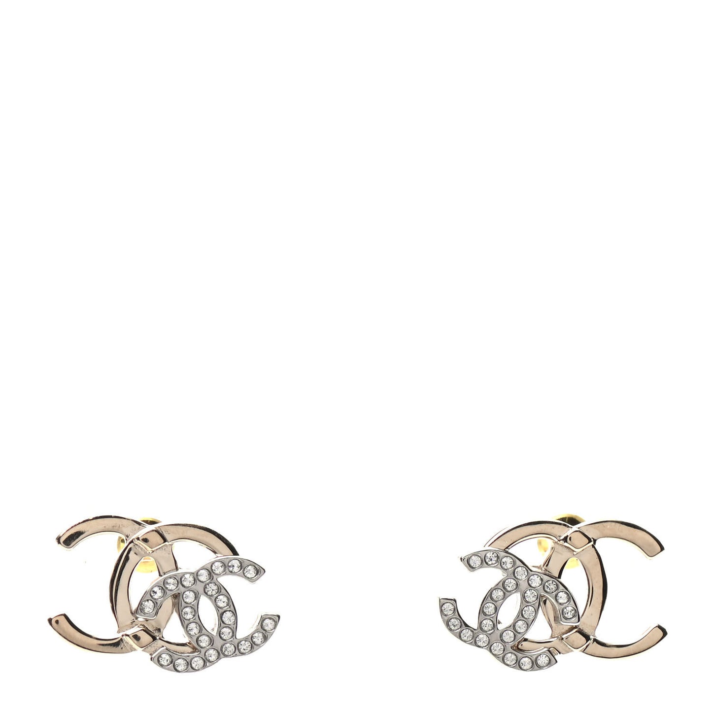 Crystal Double CC Earrings Gold Silver
