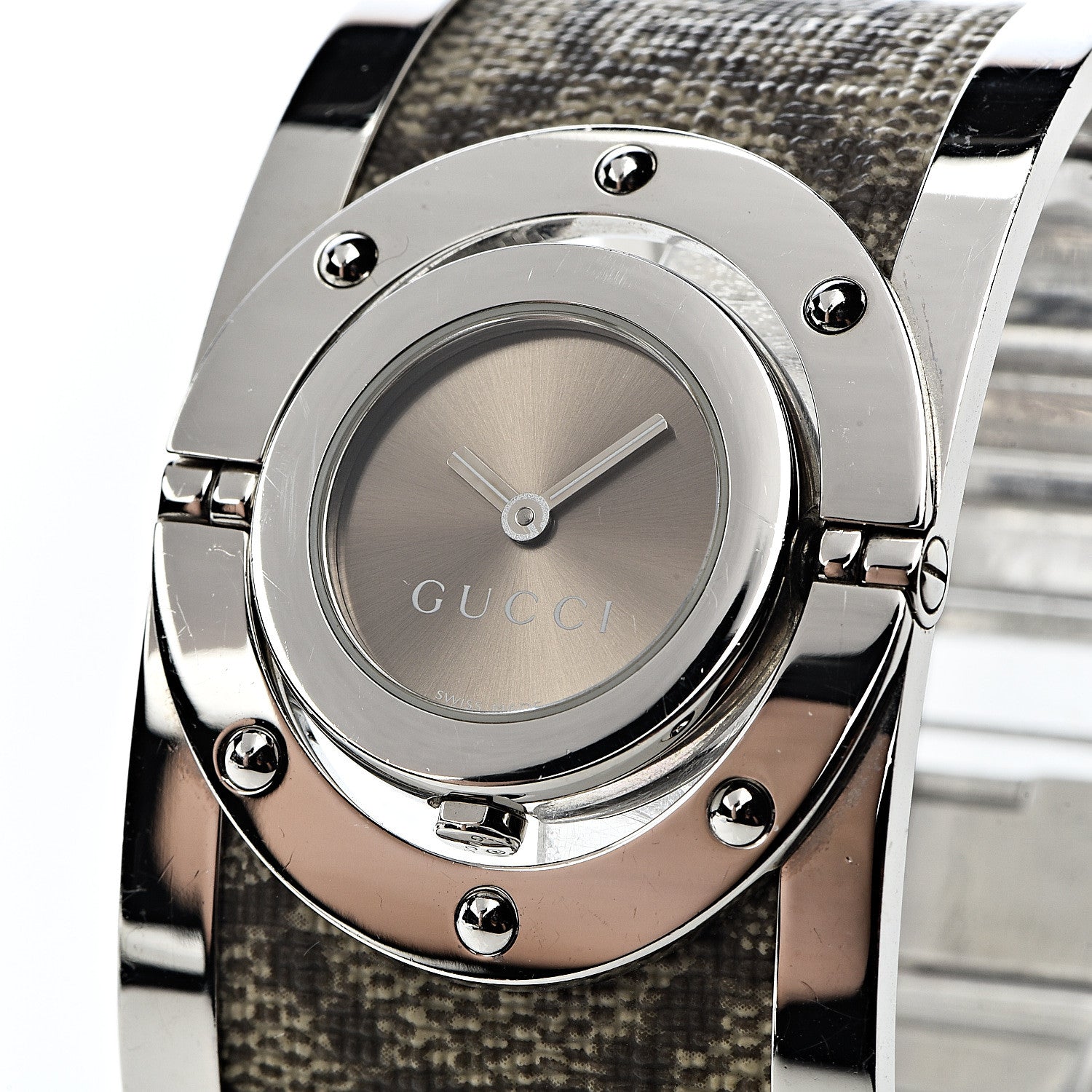 Gucci Stainless Steel Canvas 33mm Twirl Monogram Quartz Watch Brown 10 of 10