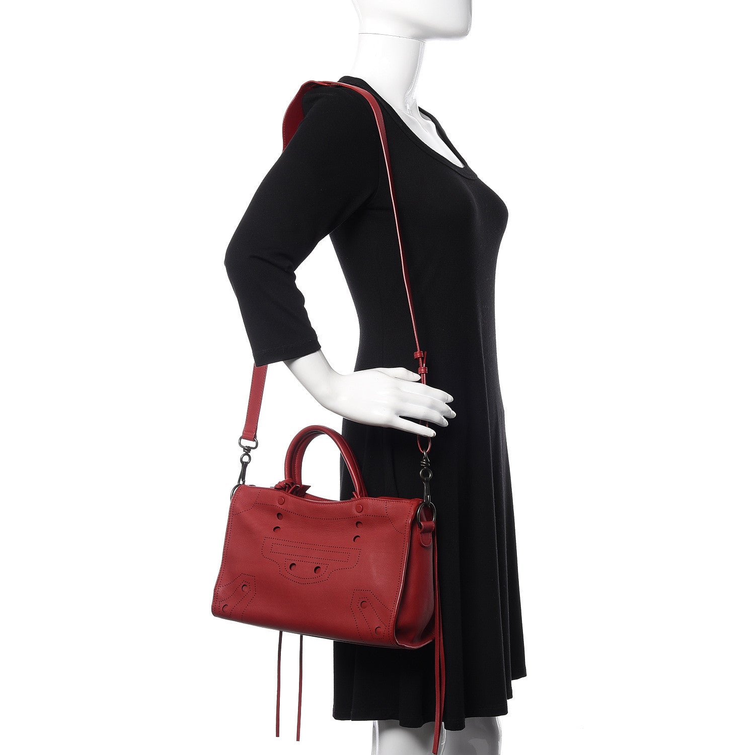 Balenciaga Veau Soyeux Perforated Blackout Hardware S City Rouge Groseille 2 of 12