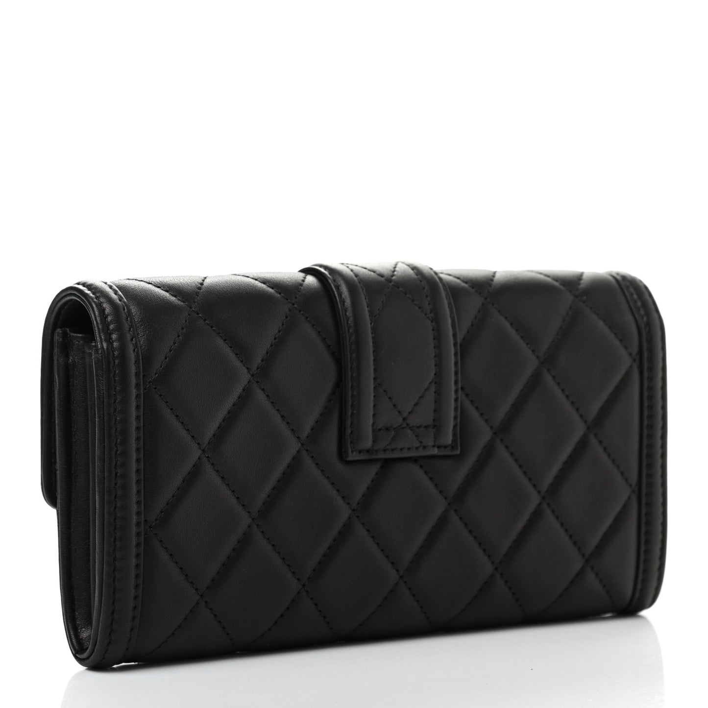 Lambskin Quilted Elegant CC Long Wallet Black