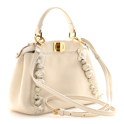 Fendi Nappa Rosebud Mini Peekaboo Iconic Satchel Bianco 3 of 12