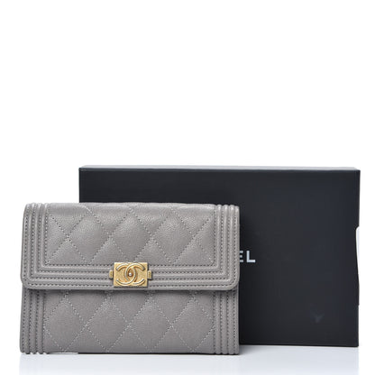 Chanel Caviar Quilted Medium Boy Flap Wallet Grey 11 of 11