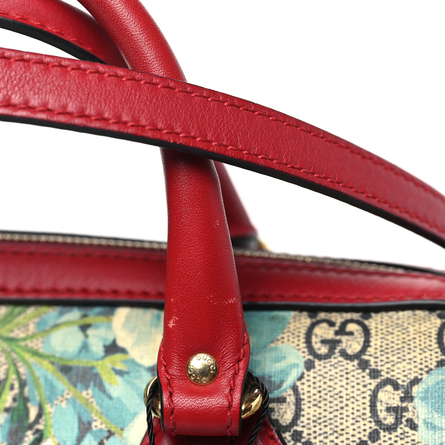 Gucci GG Supreme Monogram Blooms Small Boston Beige Blue Navy Hibiscus Red 11 of 11