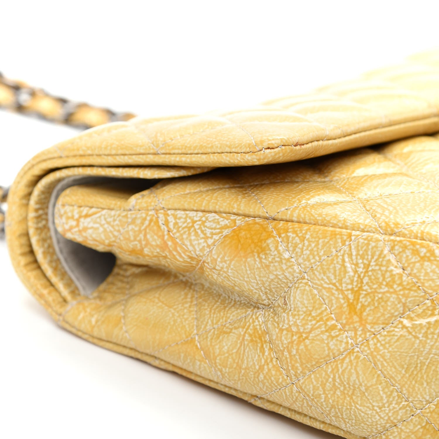 Chanel Crinkled Patent Quilted Medium Double Flap Light Beige 10 of 11