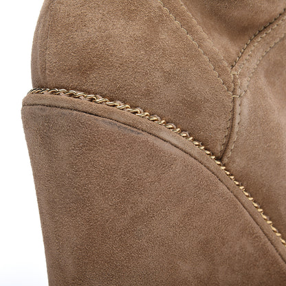 Chanel Suede Calfskin Chain Around High Boots 38.5 Beige 10 of 10