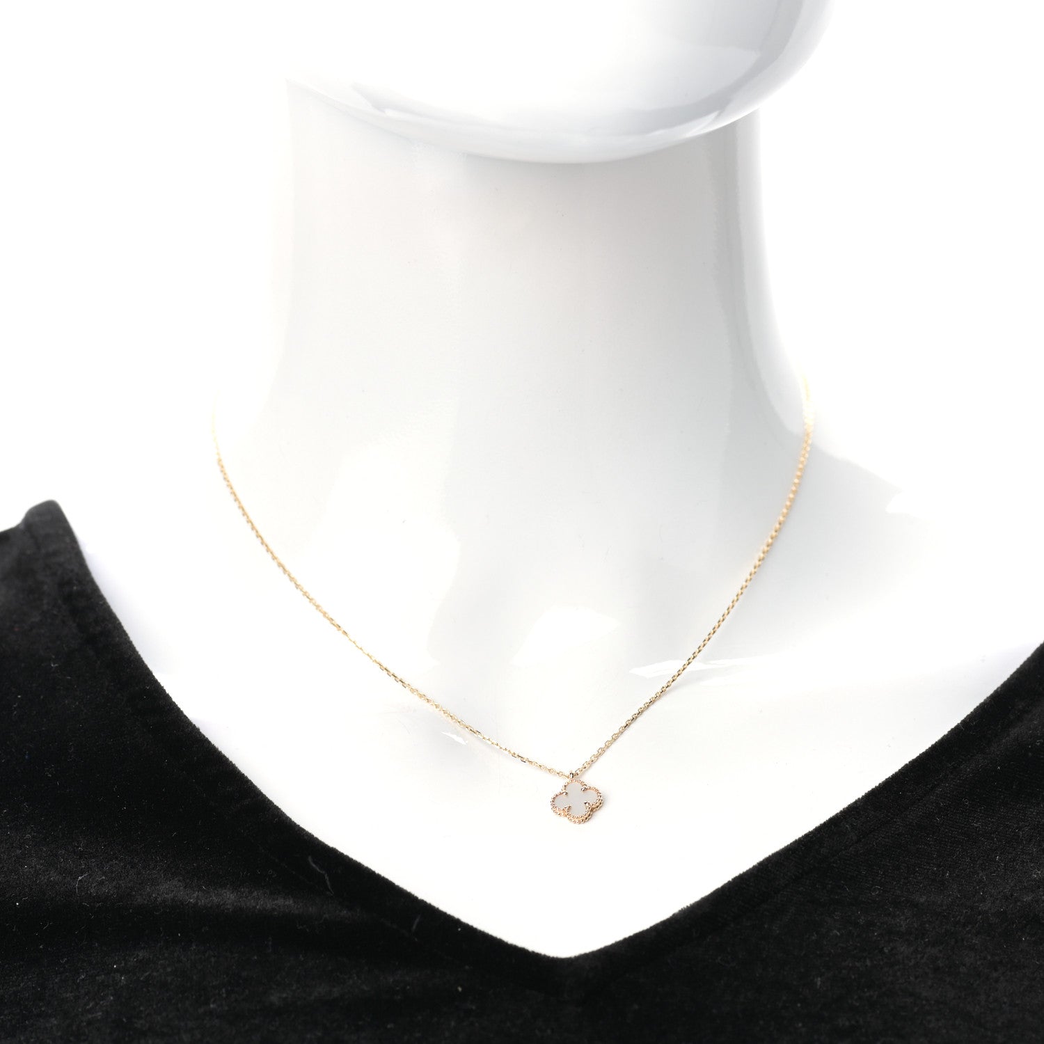 Van Cleef & Arpels 18K Yellow Gold Mother of Pearl Sweet Alhambra Pendant Necklace 2 of 7