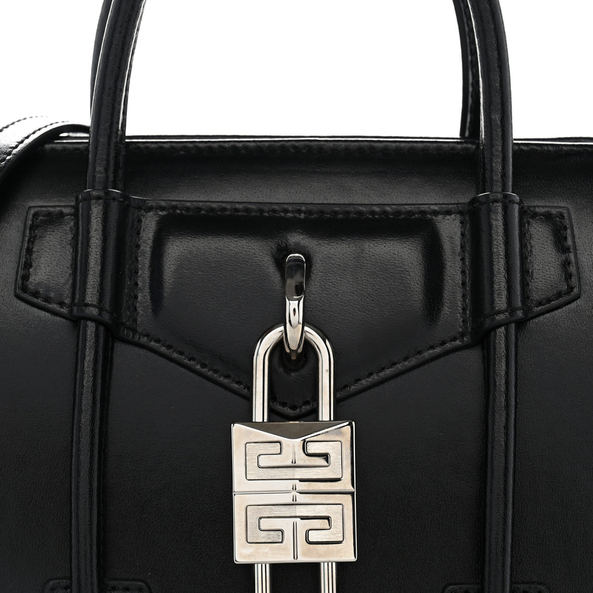 Box Calfskin Mini Lock Antigona Shoulder Bag Black