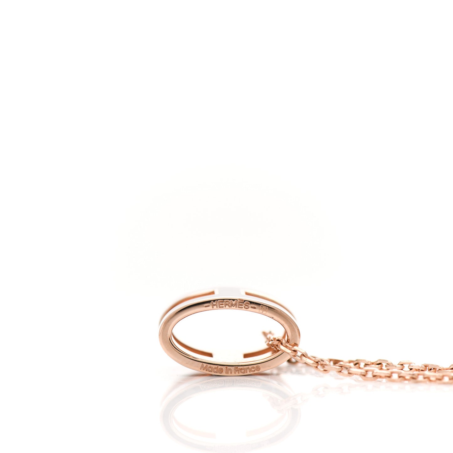 Lacquered Rose Gold Pop H Pendant Necklace Black