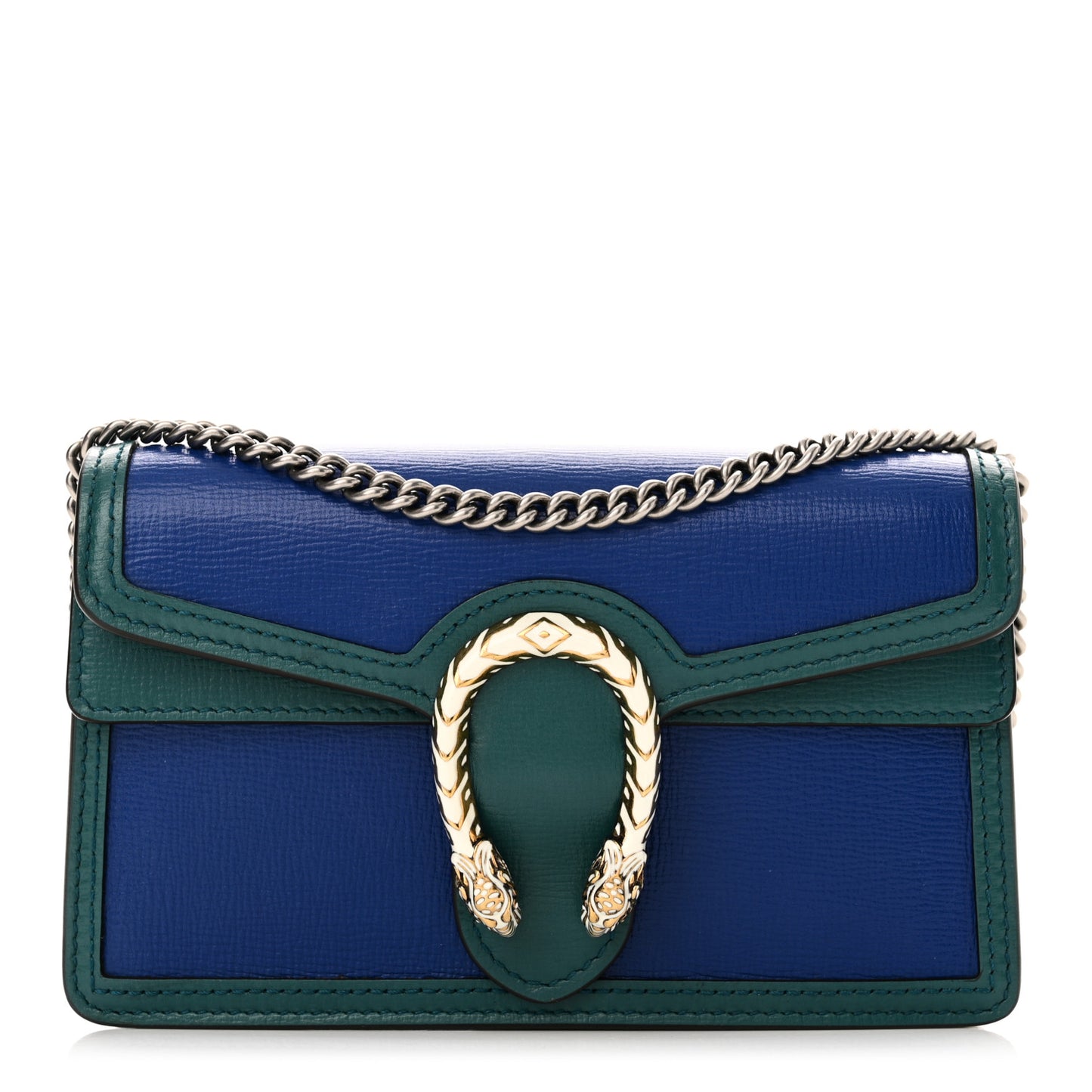 Azalea Calfskin Enamel Super Mini Dionysus Shoulder Bag Imperial Blue Pavone