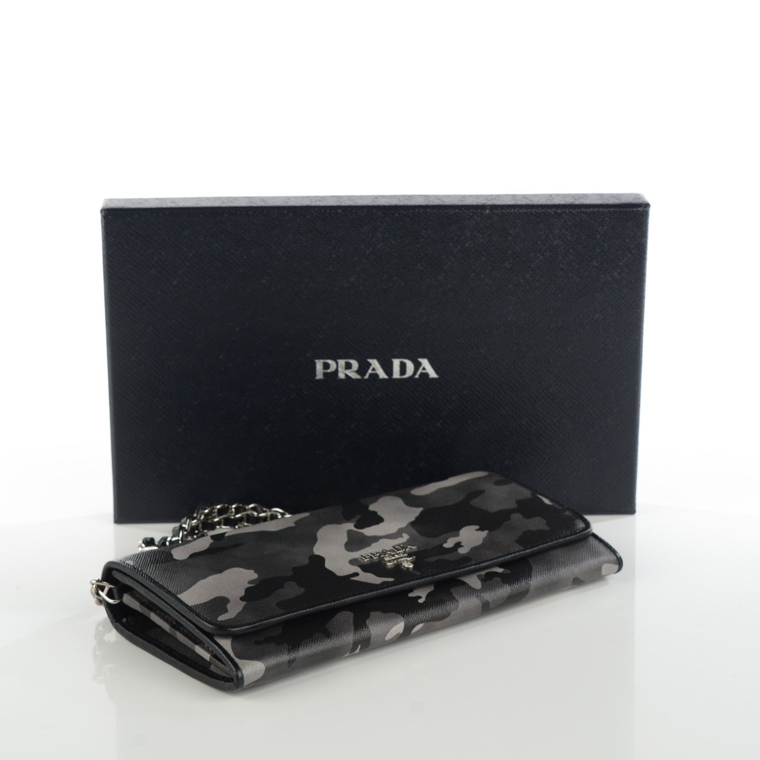 Prada Saffiano Camouflage Print Continental Chain Wallet Marmo Dis Camouflage 4 of 8