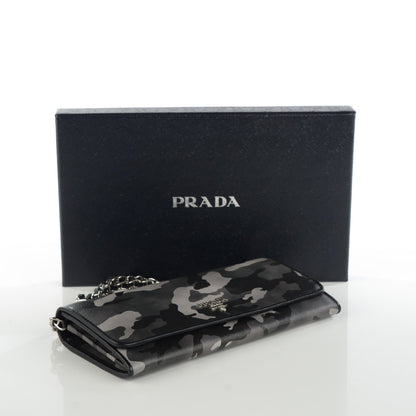 Prada Saffiano Camouflage Print Continental Chain Wallet Marmo Dis Camouflage 4 of 8
