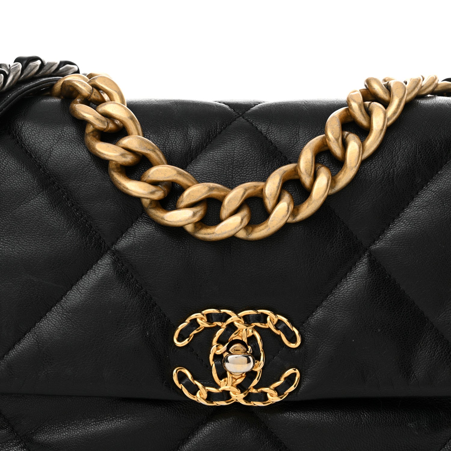 Chanel Shiny Goatskin Quilted Large Chanel 19 Flap Black 8 of 16