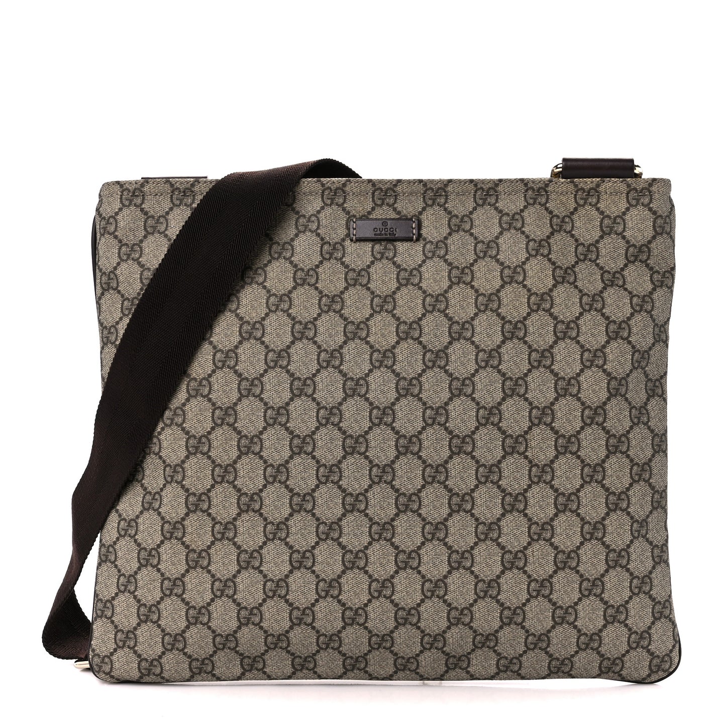 GG Supreme Monogram Medium Flat Messenger Bag Dark Brown