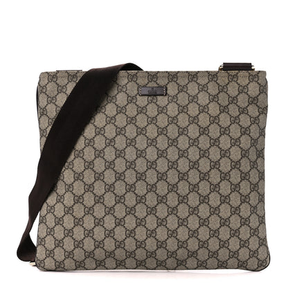 Gucci GG Supreme Monogram Medium Flat Messenger Bag Dark Brown 1 of 11