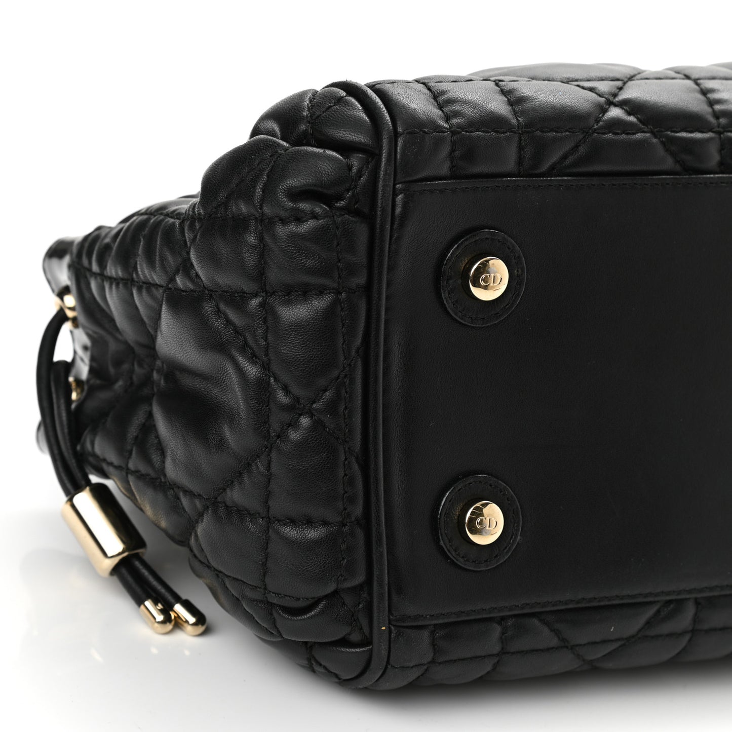 Lambskin Cannage 2 Dior Zip Top Satchel Black