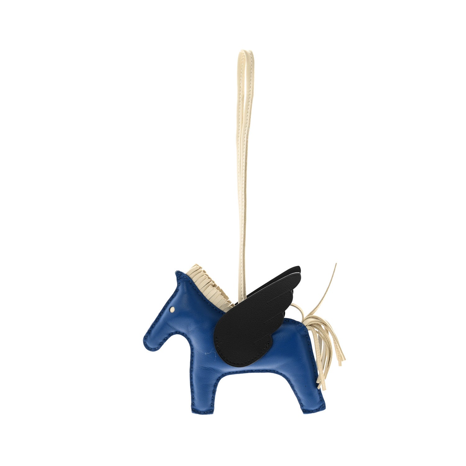 Hermes Milo Lambskin Grigri Rodeo Pegase Horse Bag Charm MM Bleu France Nata Black 1 of 5
