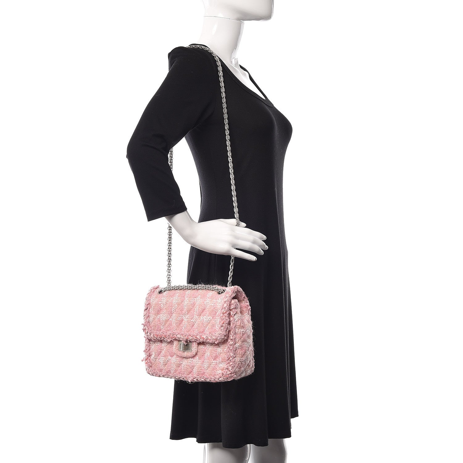 Chanel Tweed Braid Mini Reissue Square Flap Pink 2 of 17
