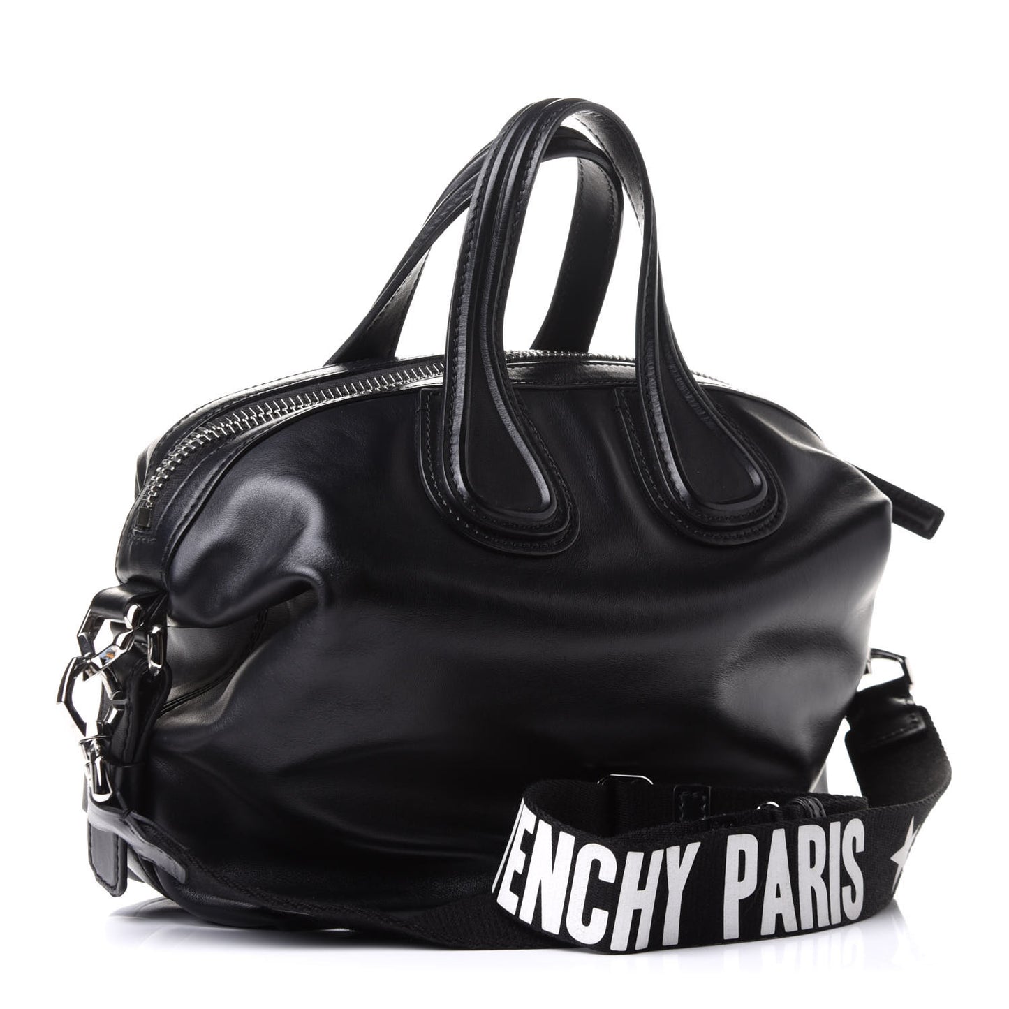 Waxed Calfskin Medium Nightingale Logo Strap Black