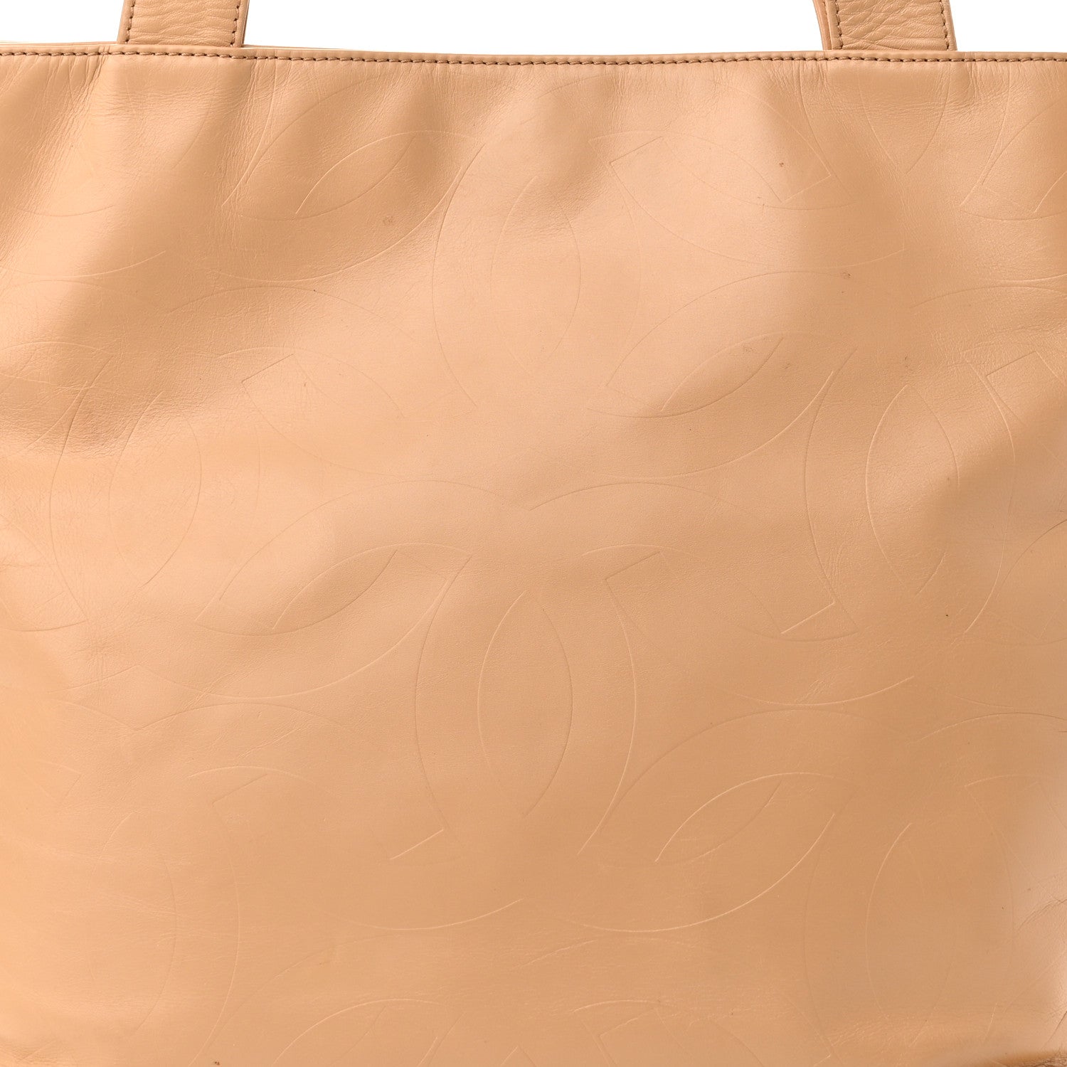 Chanel Calfskin Embossed CC Shoulder Bag Beige 8 of 11