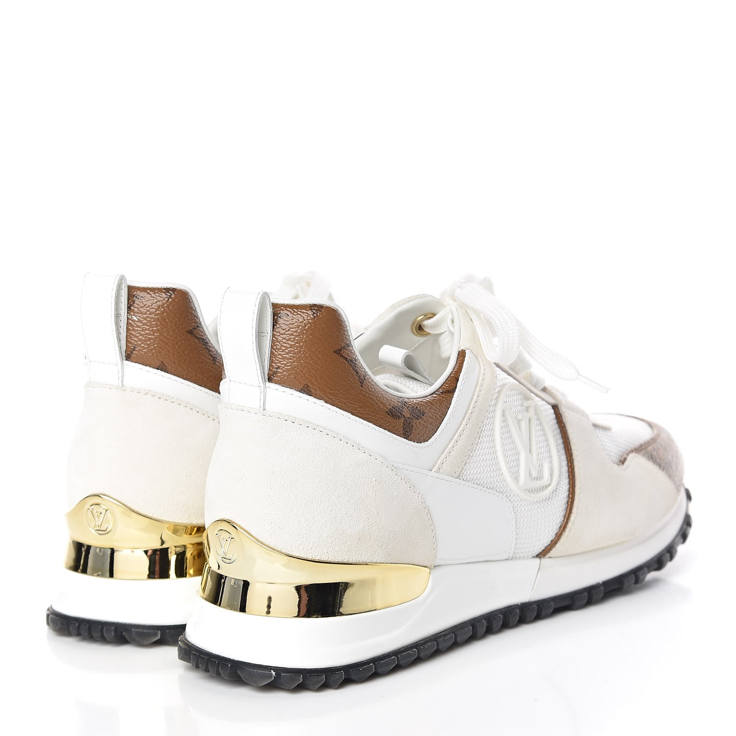 Louis Vuitton Suede Reverse Monogram Run Away Sneakers 37 White 4 of 10