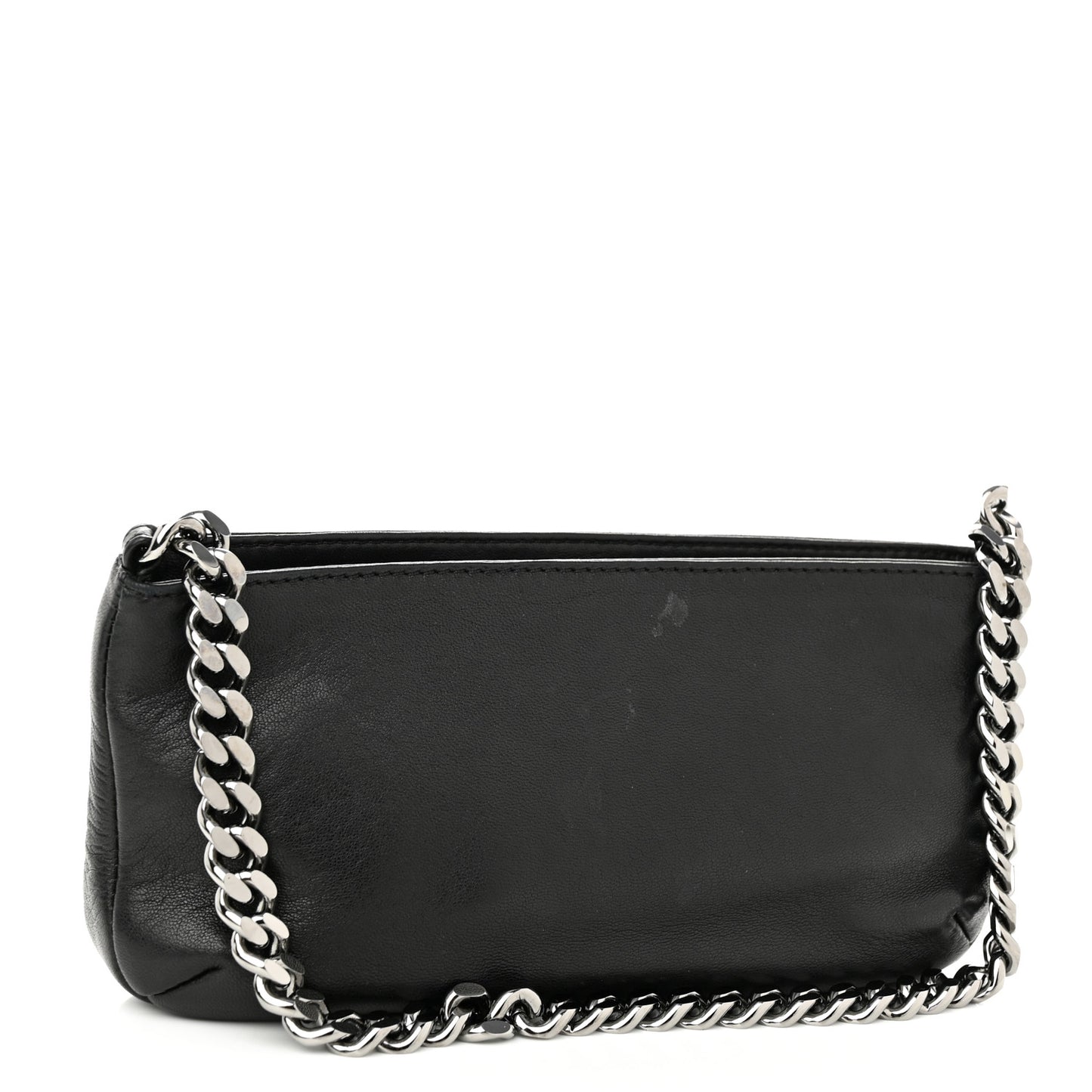Calfskin Chain Stitch Clutch Black
