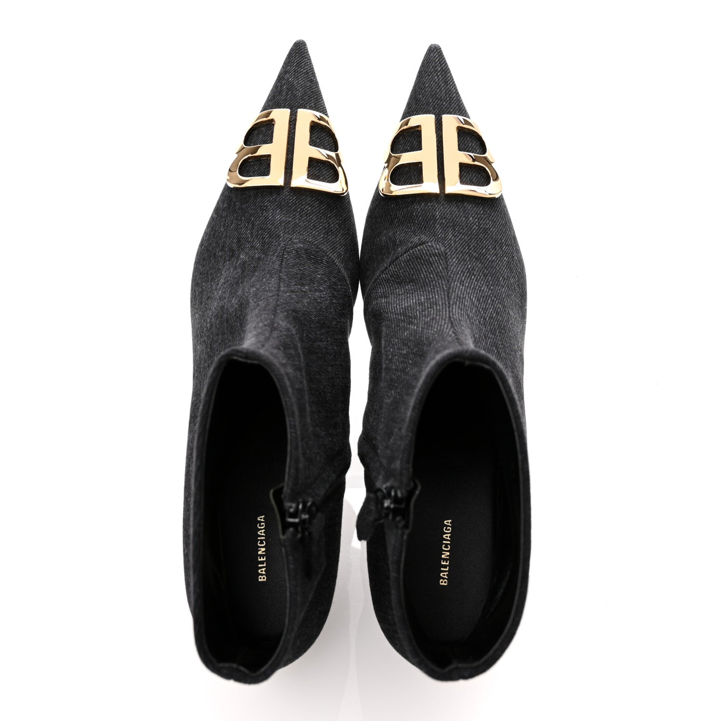 Denim BB Pointy Toe Ankle Booties 41 Black Vintage