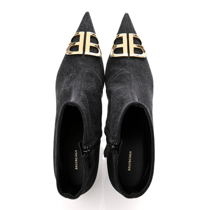 Balenciaga Denim BB Pointy Toe Ankle Booties 41 Black Vintage 2 of 10