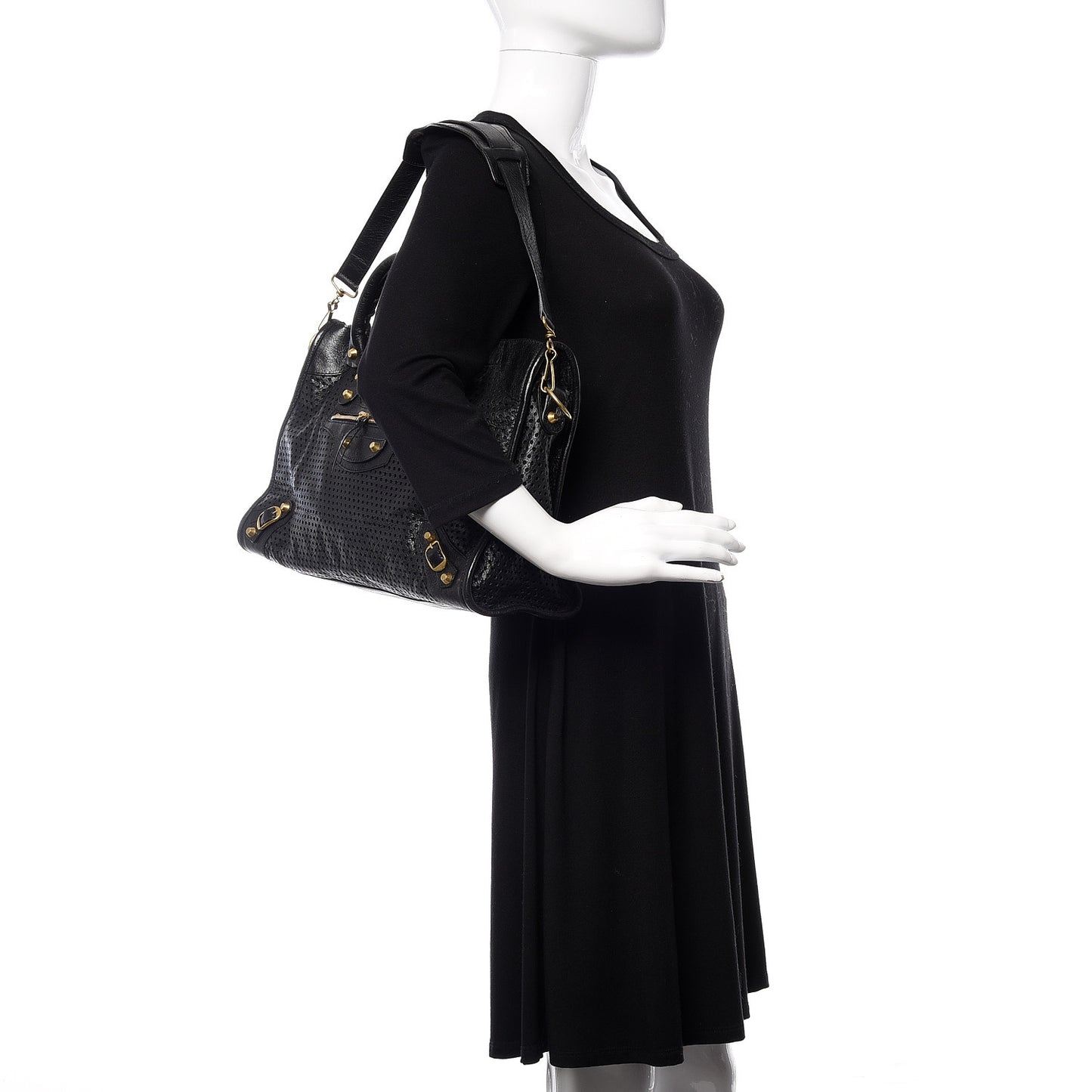 Agneau Laser Cut Cross Classic Gold Hardware City Black
