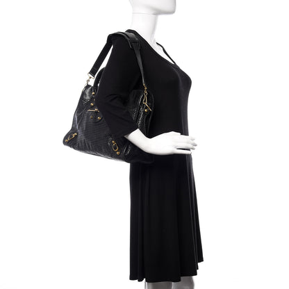 Balenciaga Agneau Laser Cut Cross Classic Gold Hardware City Black 2 of 8