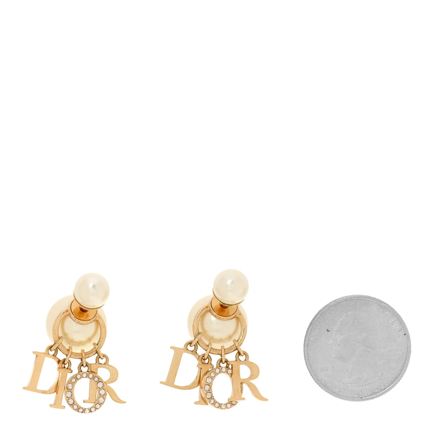 Pearl Crystal Tribal Logo Charms Earrings Gold