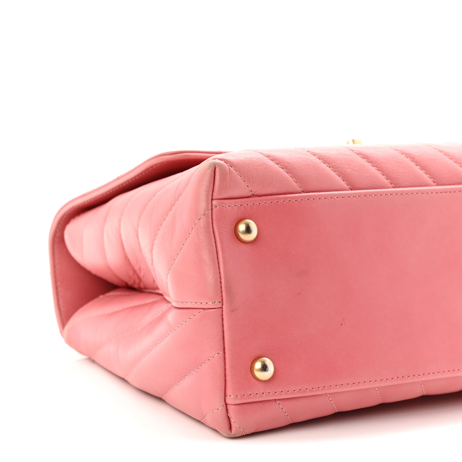 Chanel Calfskin Lizard Chevron Quilted Small Coco Handle Flap Pink 9 of 13