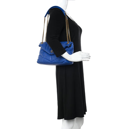 Saint Laurent Lambskin Quilted Small Loulou Puffer Monogram Chain Satchel Majorele Blue 2 of 10