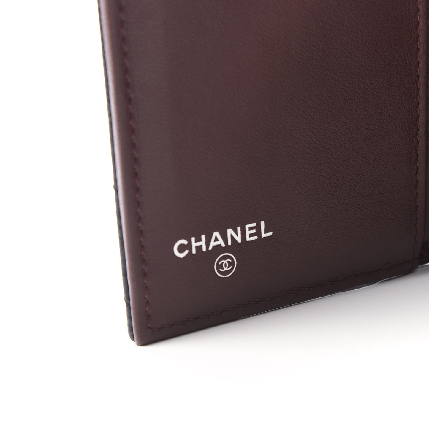Caviar Chevron Quilted Compact Flap Wallet Black