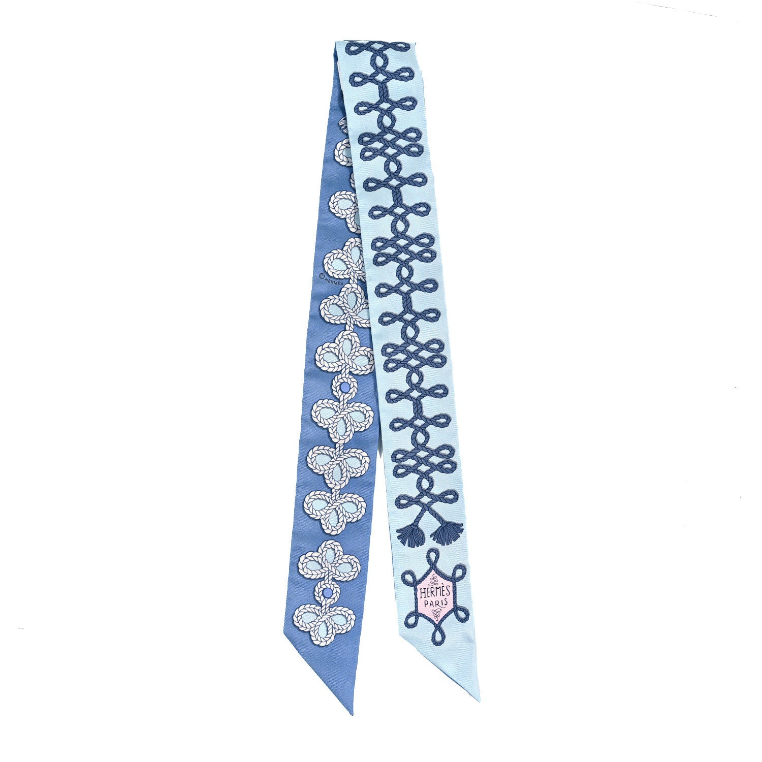 Hermes Silk Galons Et Brandebourg Twilly Ciel Ocean White 2 of 4