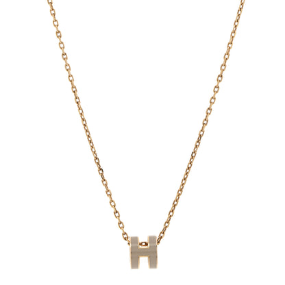 Hermes Lacquered Rose Gold Mini Pop H Pendant Necklace Marron Glace 4 of 7