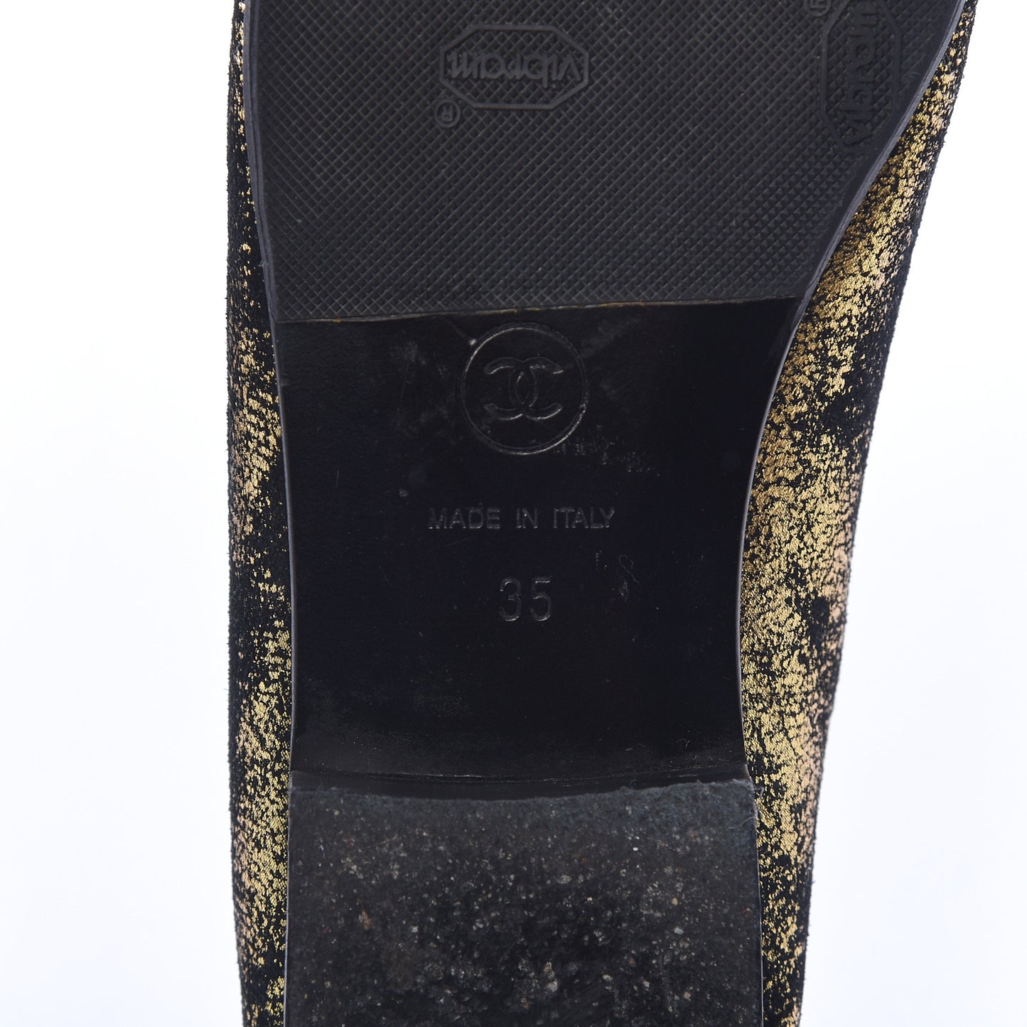 Laminated Suede Goatskin Cap Toe CC Ballerina Flats 35 Bronze