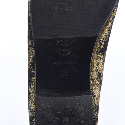 Chanel Laminated Suede Goatskin Cap Toe CC Ballerina Flats 35 Bronze 8 of 11