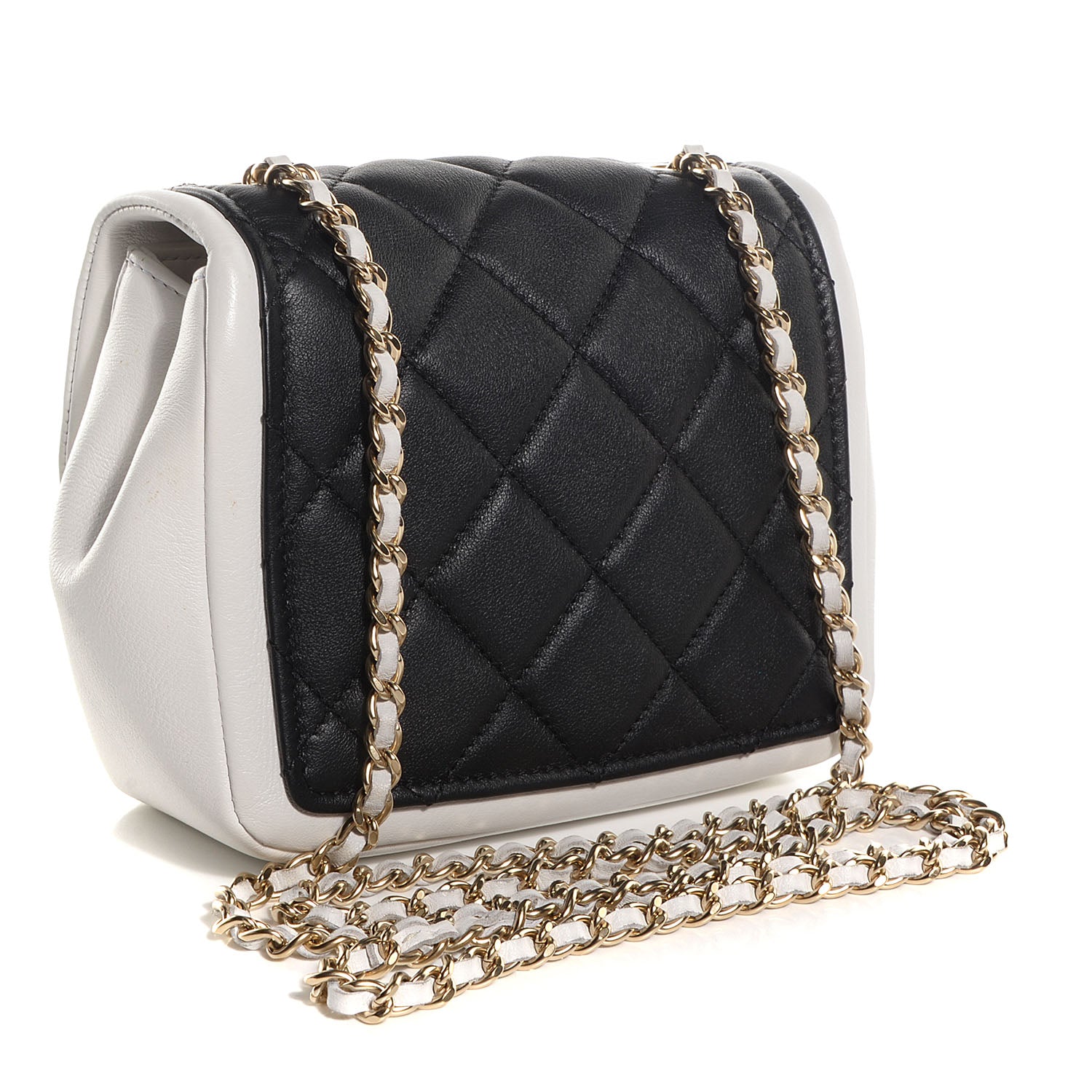 Chanel Calfskin Quilted Graphic Mini Flap Bag Black White 3 of 9