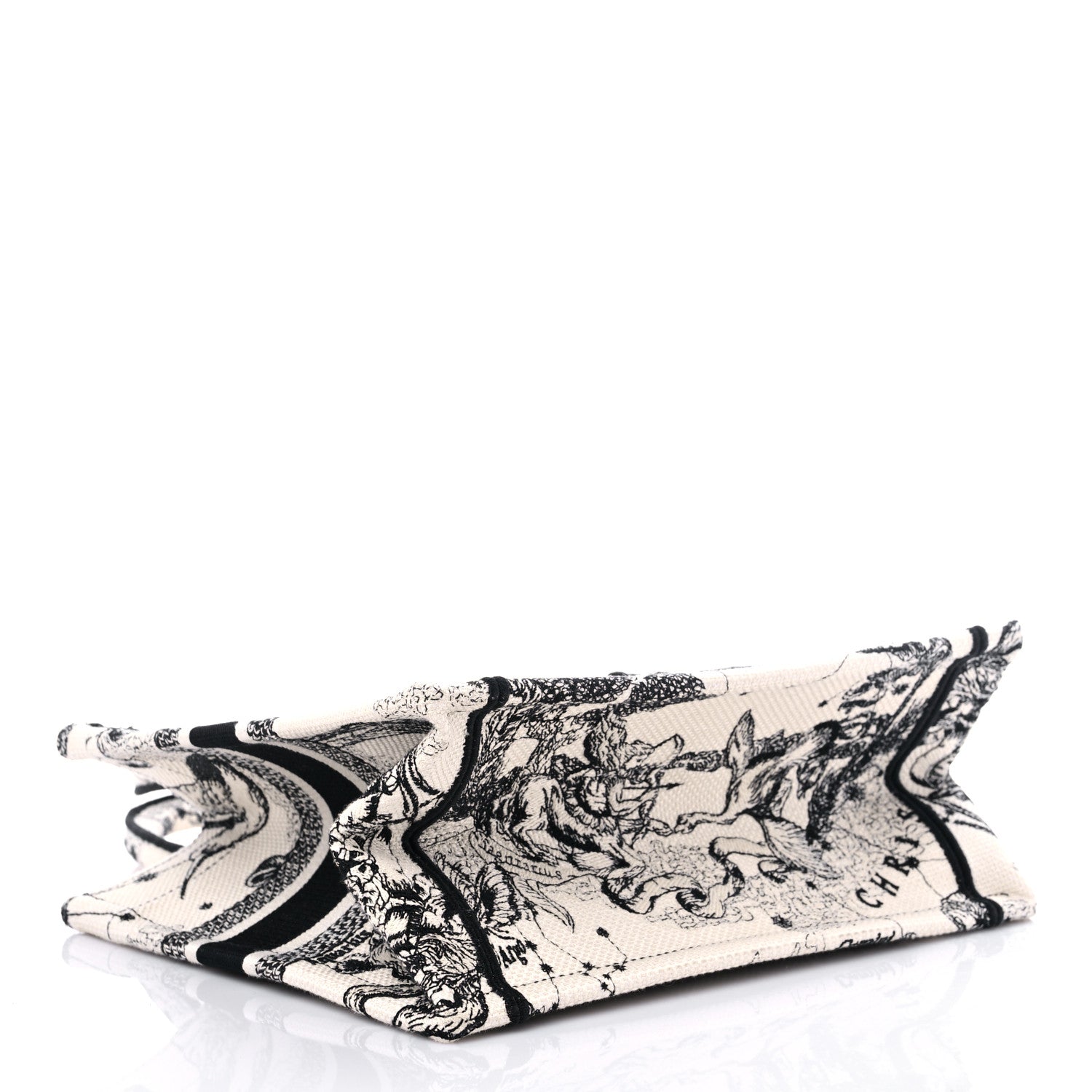 Christian Dior Canvas Embroidered Small Zodiac Toile De Jouy Book Tote Latte 4 of 7
