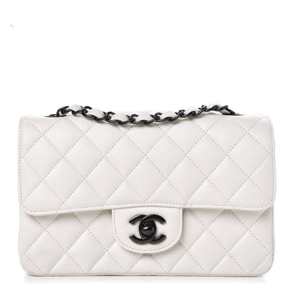 Chanel Crumpled Calfskin Quilted Mini Rectangular Flap White 1 of 8