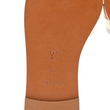 Louis Vuitton Damier Azur Vachetta Lock Flat Mule 38 6 of 8