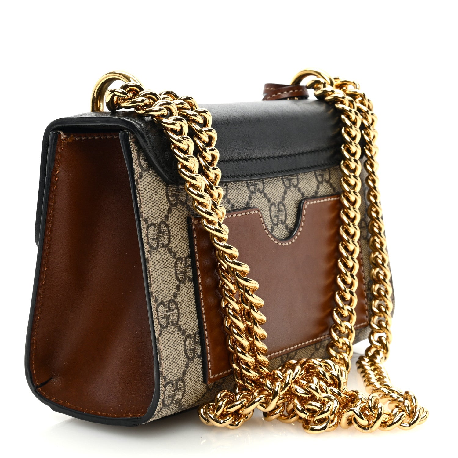 Gucci GG Supreme Monogram Calfskin Small Padlock Shoulder Bag Beige Black Cuir 3 of 9