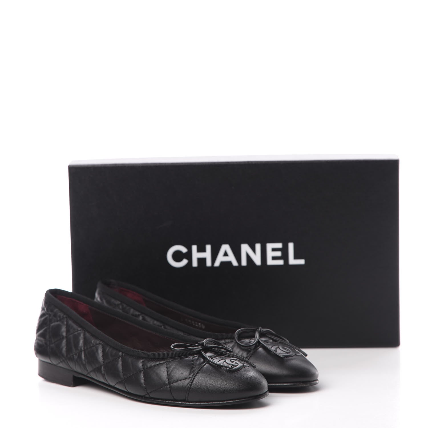Chanel Aged Calfskin Quilted Cap Toe Ballerina Flats 35 Black 12 of 12