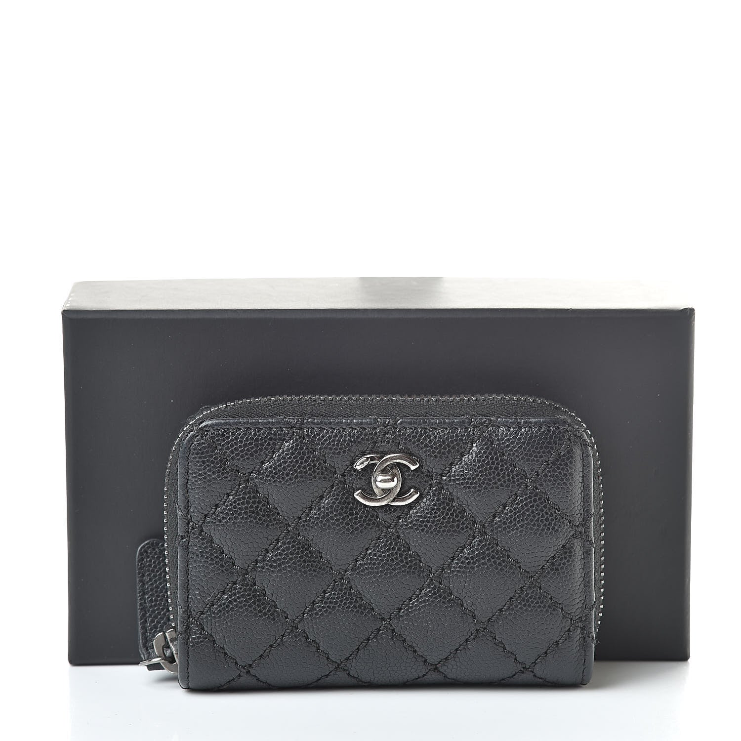 Chanel Caviar Stitched Zip Coin Purse Black 8 of 8