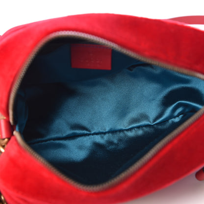Gucci Velvet Matelasse Small GG Marmont Chain Shoulder Bag Hibiscus Red 5 of 11