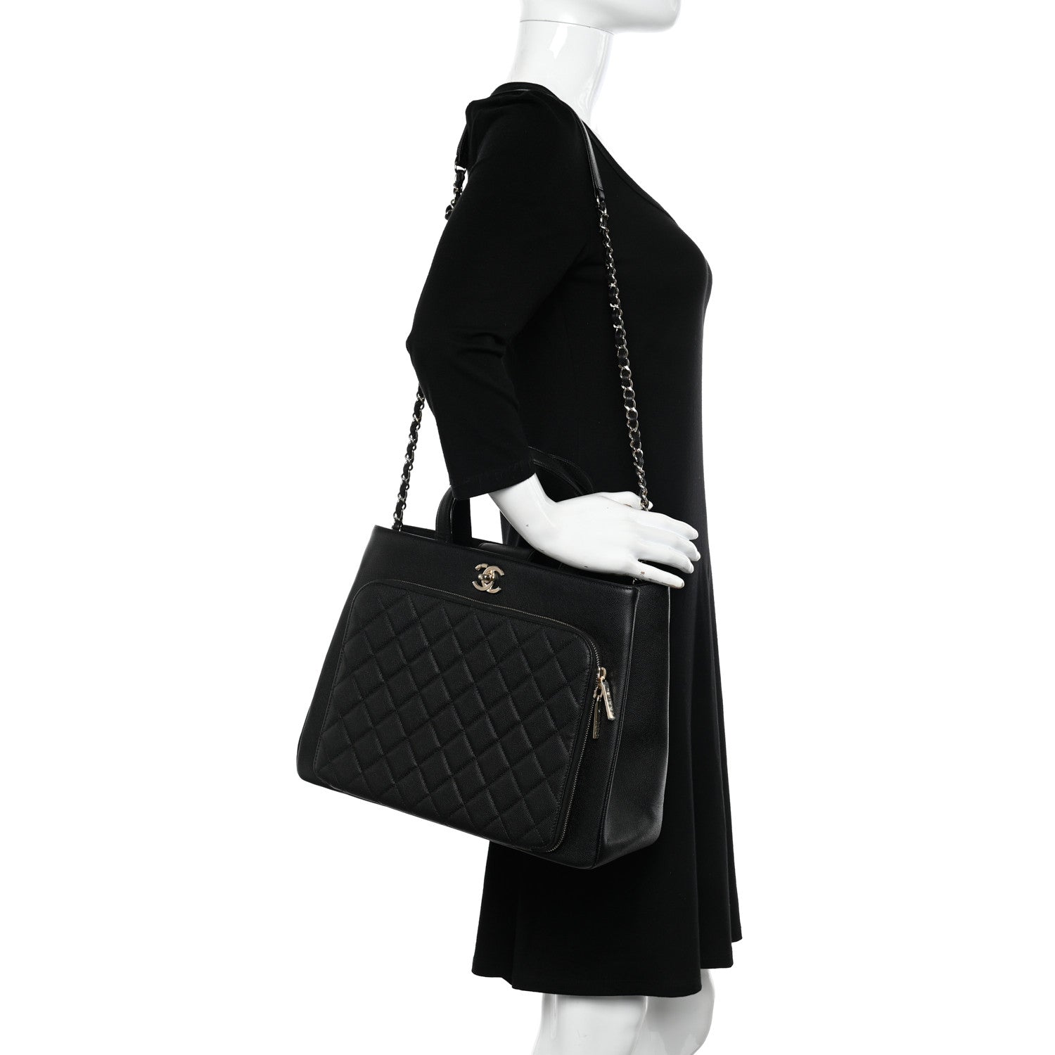 Chanel Caviar Quilted Large Business Affinity Shopping Bag Black 2 of 10
