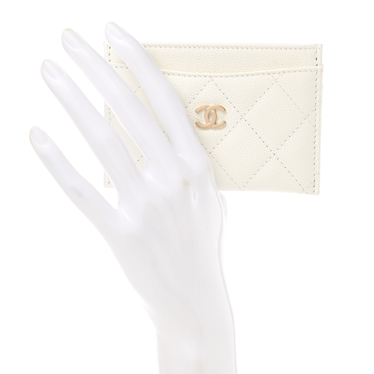 Chanel Caviar Quilted Card Holder White 2 of 8